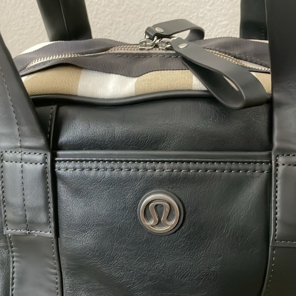 Lululemon Om For All Pinstripe Canvas Gym Bag Tote - Picture 11 of 16